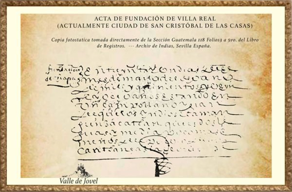 Acta de fundación de Villa Real (San Cristóbal de las Casas).